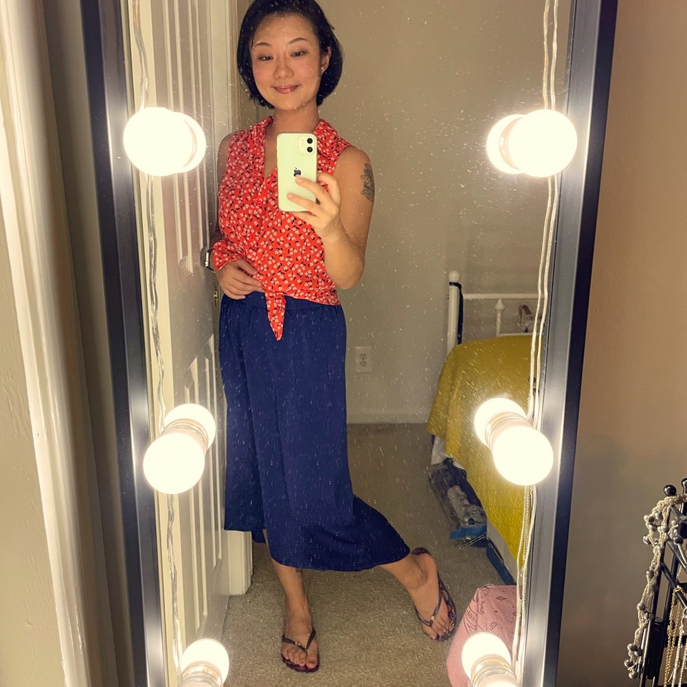 Urban Renewal silky high-low midi skirt, navy, S/P